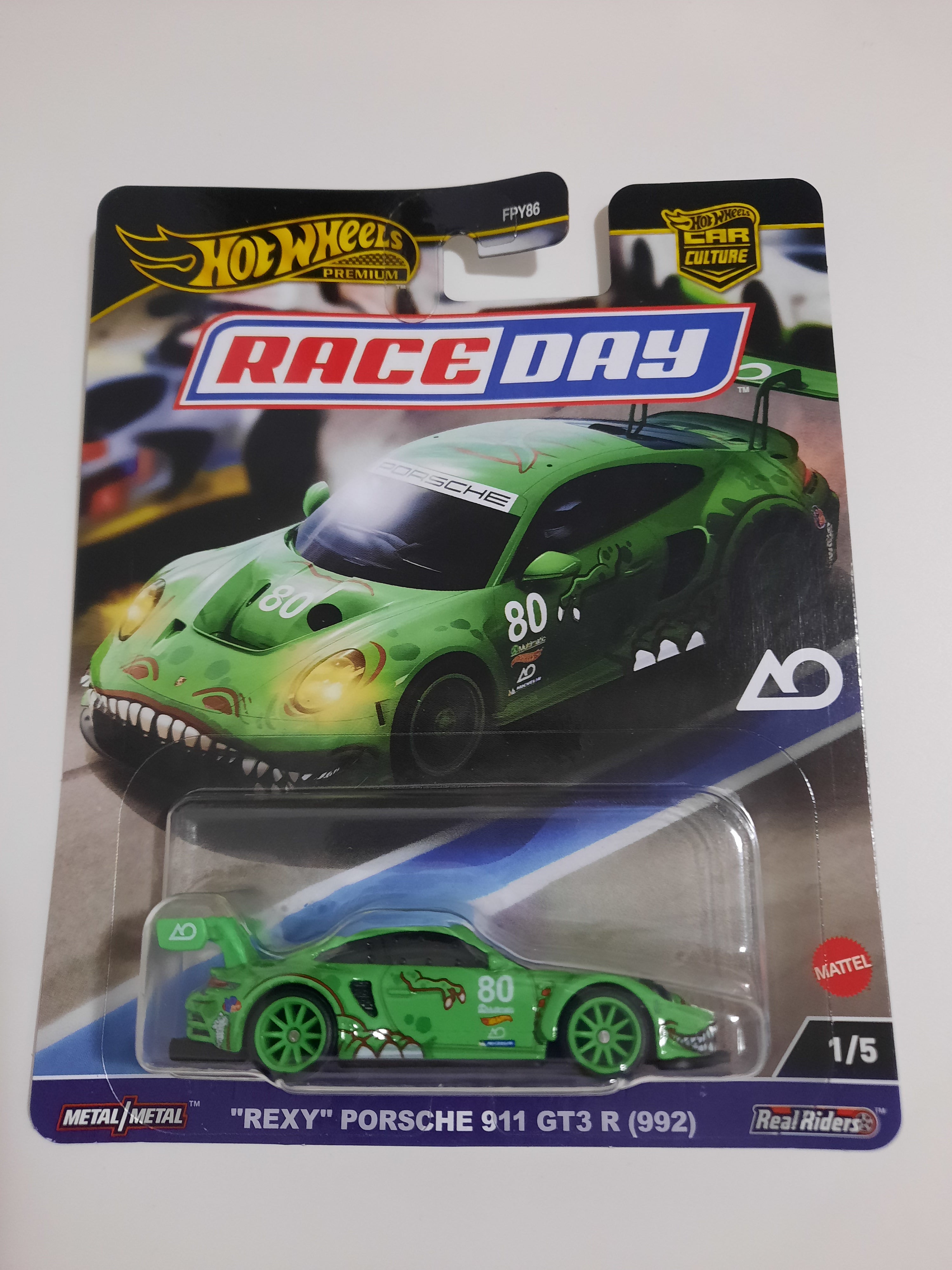 Race Day "Rexy" Porsche 911 GT3 R (992) 1/5 Hot Wheels Premium 2024